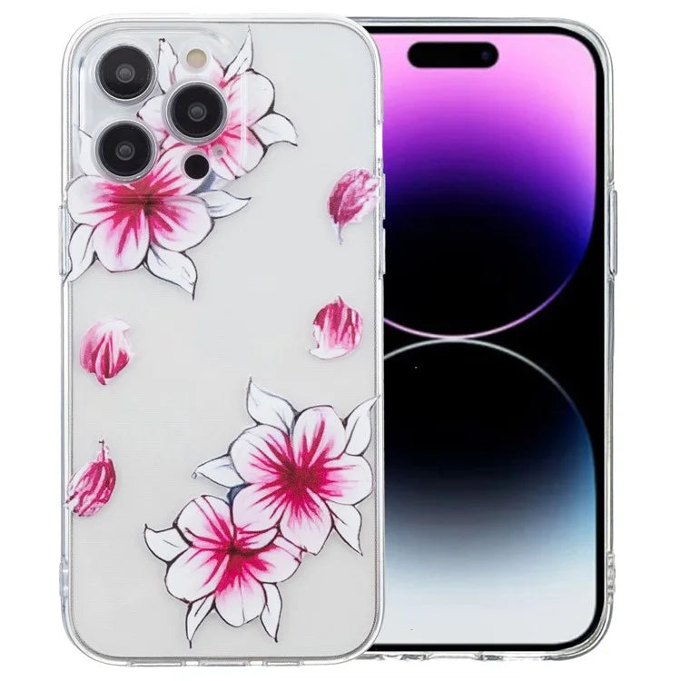 For iPhone 16 Pro Case Transparent Edge TPU Phone Cover Pattern Printing
