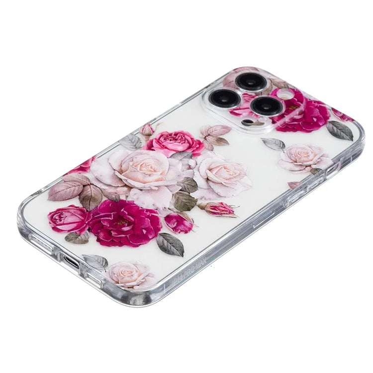 For iPhone 16 Pro Case Transparent Edge TPU Phone Cover Pattern Printing