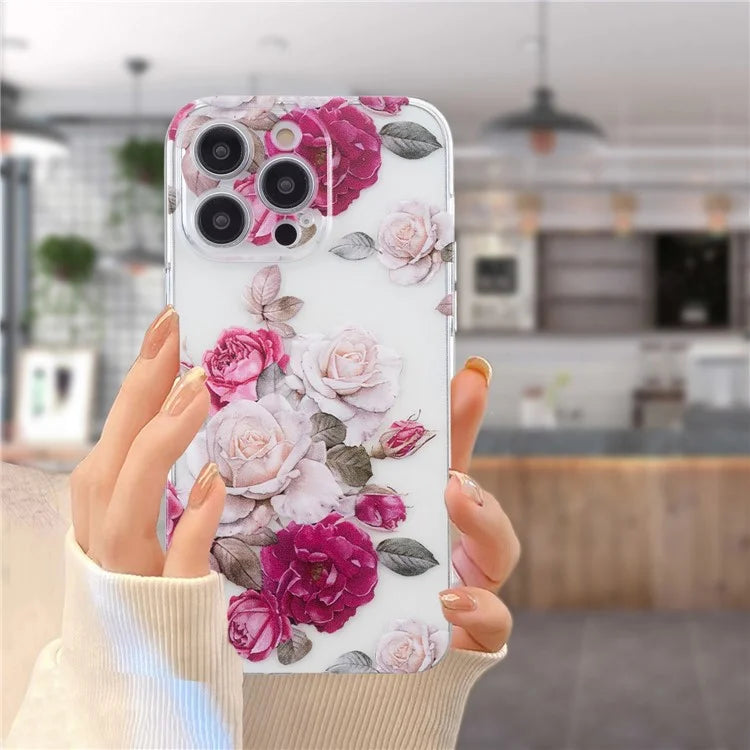 For iPhone 16 Pro Case Transparent Edge TPU Phone Cover Pattern Printing