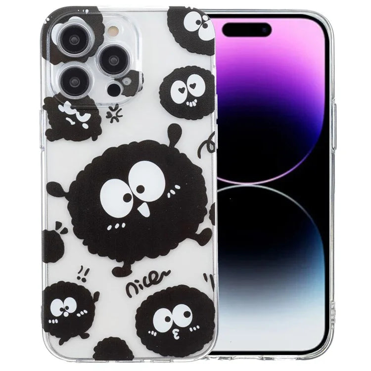 For iPhone 16 Pro Case Transparent Edge TPU Phone Cover Pattern Printing