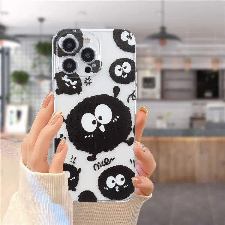 For iPhone 16 Pro Case Transparent Edge TPU Phone Cover Pattern Printing