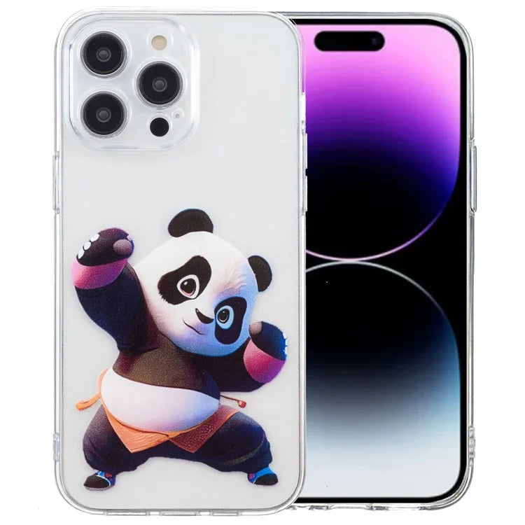For iPhone 16 Pro Case Transparent Edge TPU Phone Cover Pattern Printing