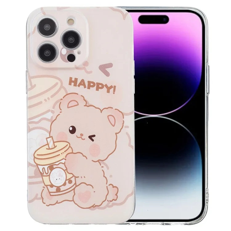 For iPhone 16 Pro Case Transparent Edge TPU Phone Cover Pattern Printing