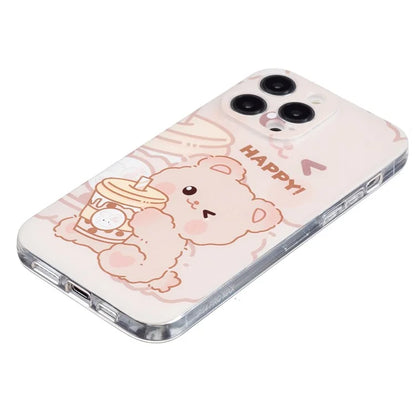 For iPhone 16 Pro Case Transparent Edge TPU Phone Cover Pattern Printing