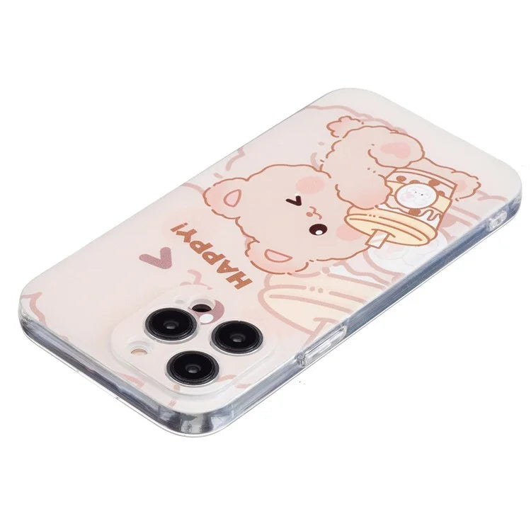 For iPhone 16 Pro Case Transparent Edge TPU Phone Cover Pattern Printing