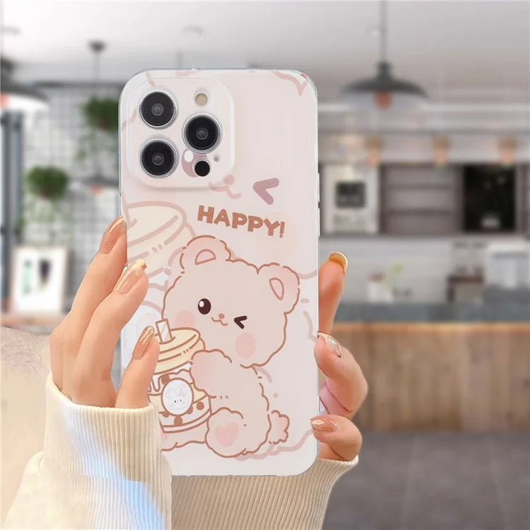 For iPhone 16 Pro Case Transparent Edge TPU Phone Cover Pattern Printing