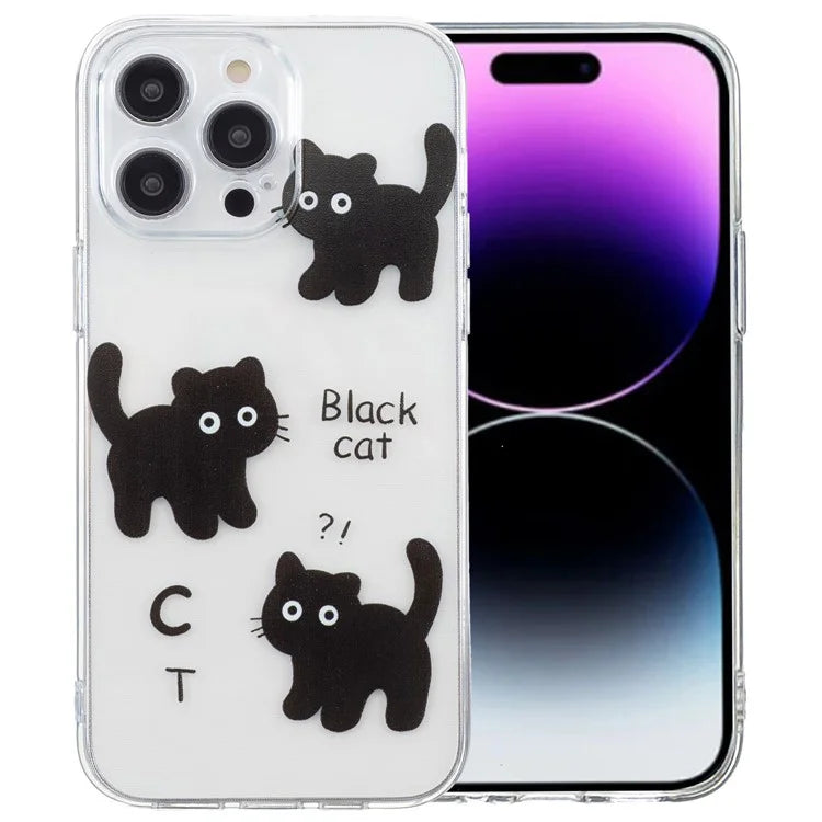 For iPhone 16 Pro Case Transparent Edge TPU Phone Cover Pattern Printing