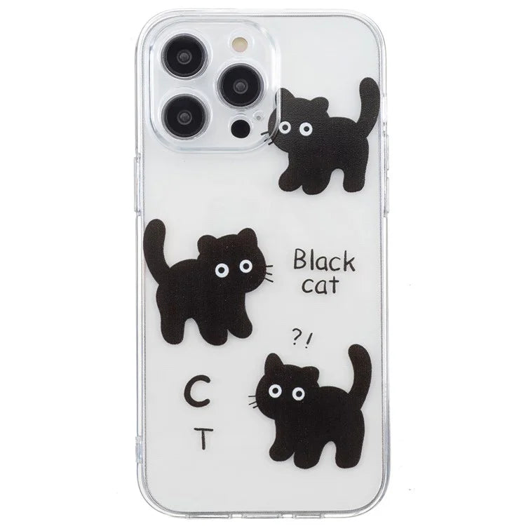 For iPhone 16 Pro Case Transparent Edge TPU Phone Cover Pattern Printing