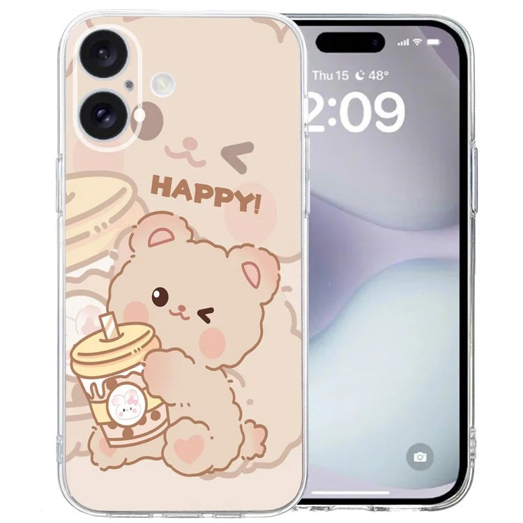For iPhone 16 Case Soft TPU Pattern Printing Phone Cover with Transparent Edge