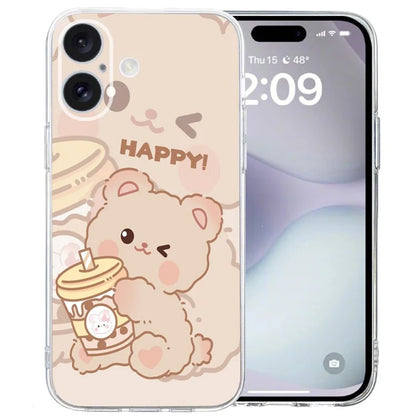 For iPhone 16 Case Soft TPU Pattern Printing Phone Cover with Transparent Edge