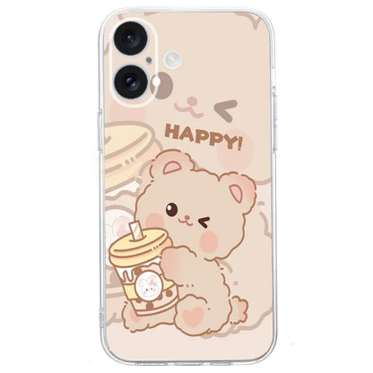 For iPhone 16 Case Soft TPU Pattern Printing Phone Cover with Transparent Edge