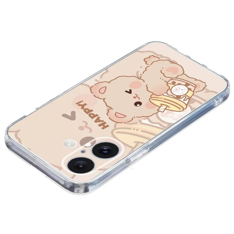For iPhone 16 Case Soft TPU Pattern Printing Phone Cover with Transparent Edge