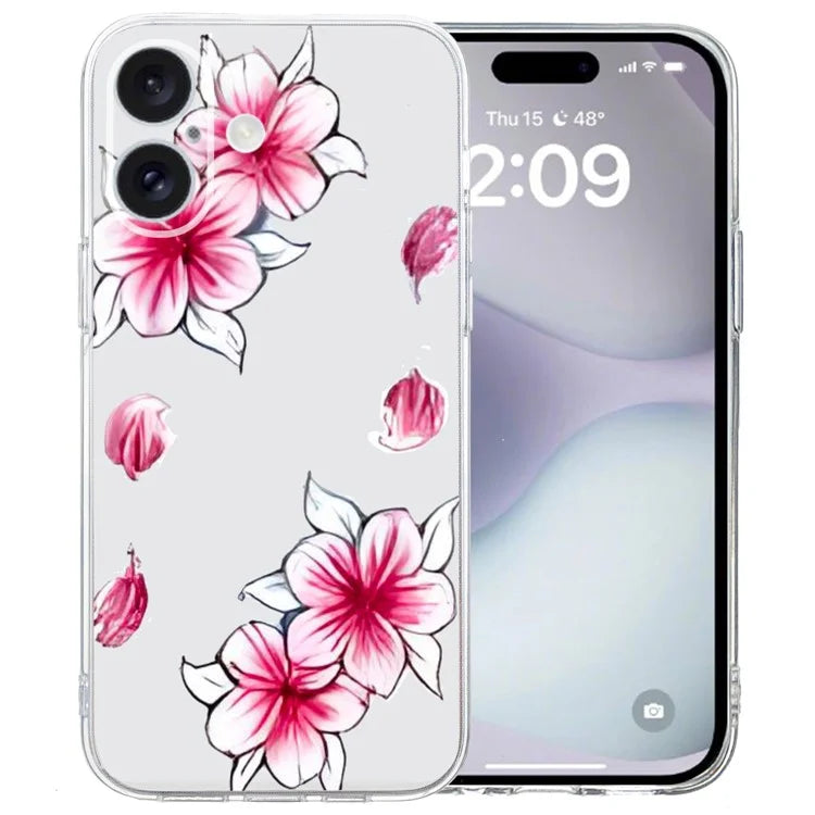 For iPhone 16 Case Soft TPU Pattern Printing Phone Cover with Transparent Edge