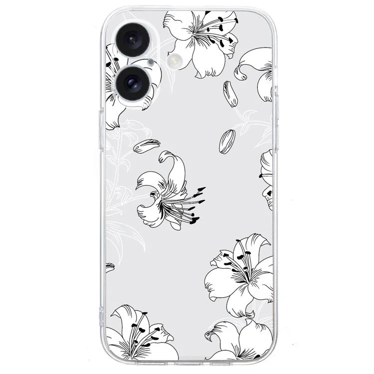 For iPhone 16 Case Soft TPU Pattern Printing Phone Cover with Transparent Edge
