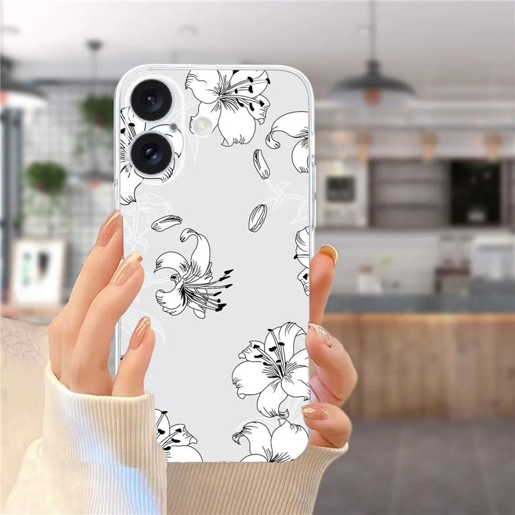 For iPhone 16 Case Soft TPU Pattern Printing Phone Cover with Transparent Edge