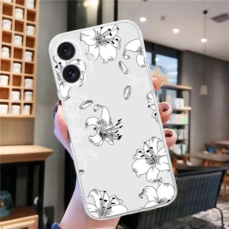 For iPhone 16 Case Soft TPU Pattern Printing Phone Cover with Transparent Edge