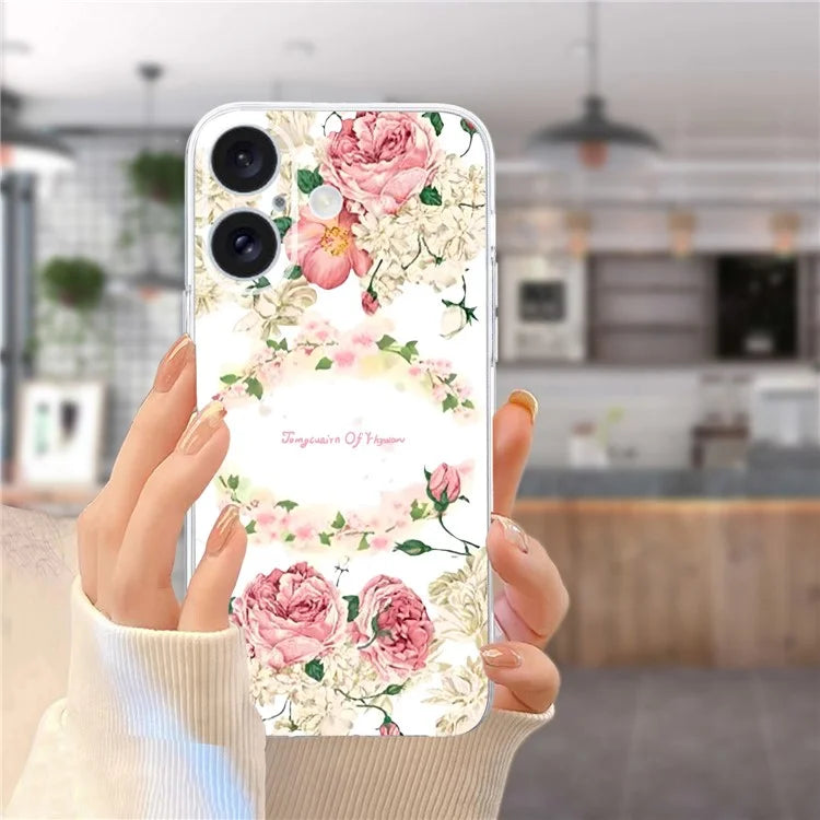 For iPhone 16 Case Soft TPU Pattern Printing Phone Cover with Transparent Edge