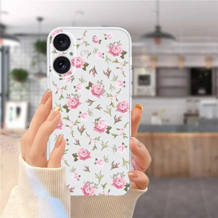 For iPhone 16 Case Soft TPU Pattern Printing Phone Cover with Transparent Edge