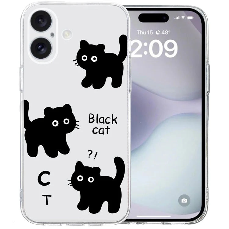 For iPhone 16 Case Soft TPU Pattern Printing Phone Cover with Transparent Edge