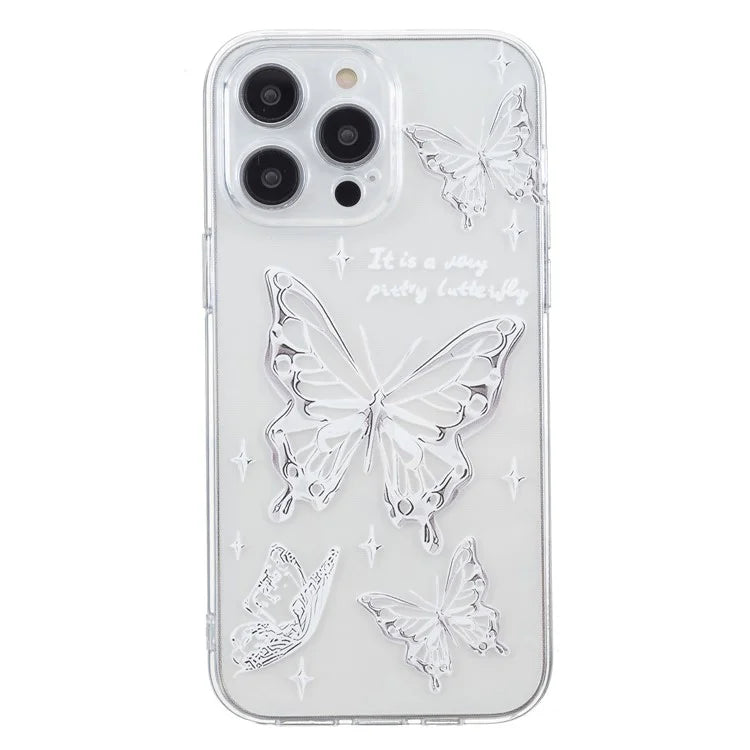 For iPhone 15 Pro Max TPU Case Clear Edge Pattern Printing Phone Cover