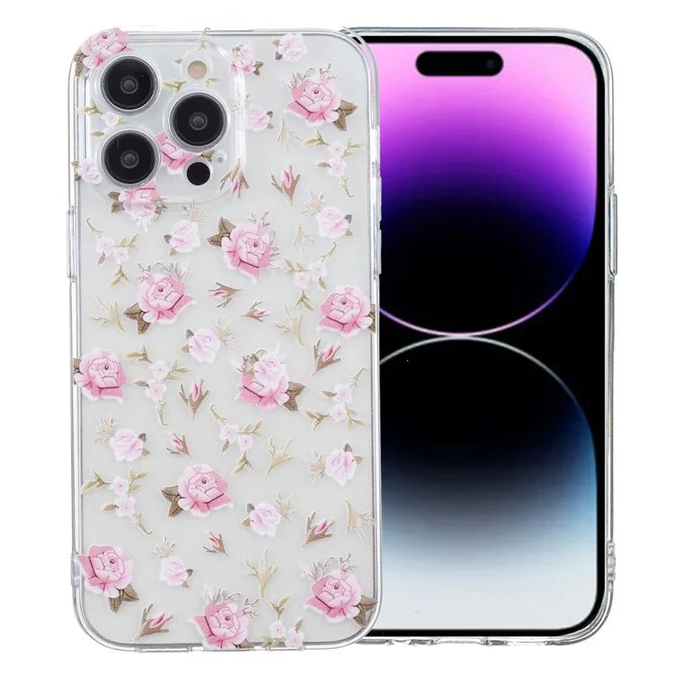 For iPhone 15 Pro Max TPU Case Clear Edge Pattern Printing Phone Cover