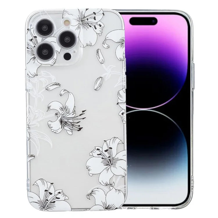 For iPhone 15 Pro Max TPU Case Clear Edge Pattern Printing Phone Cover