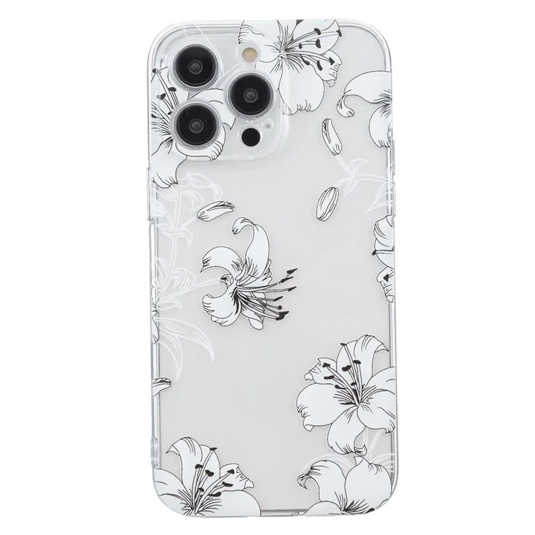 For iPhone 15 Pro Max TPU Case Clear Edge Pattern Printing Phone Cover