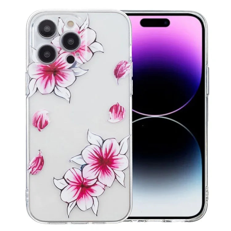 For iPhone 15 Pro Max TPU Case Clear Edge Pattern Printing Phone Cover