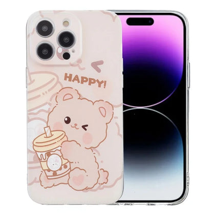 For iPhone 15 Pro Max TPU Case Clear Edge Pattern Printing Phone Cover