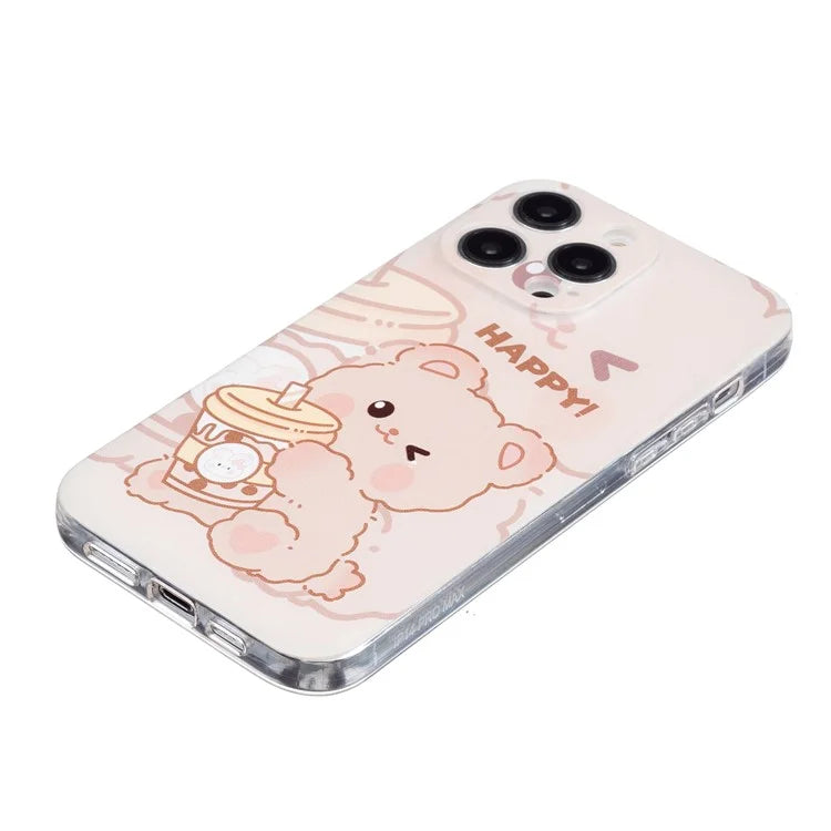 For iPhone 15 Pro Max TPU Case Clear Edge Pattern Printing Phone Cover