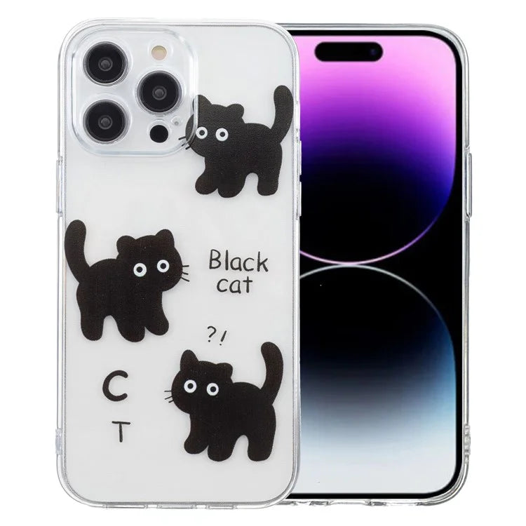 For iPhone 15 Pro Max TPU Case Clear Edge Pattern Printing Phone Cover