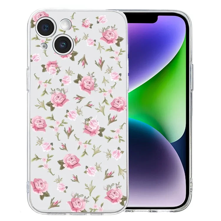 For iPhone 14 Case Pattern Printing Flexible TPU Slim Phone Cover