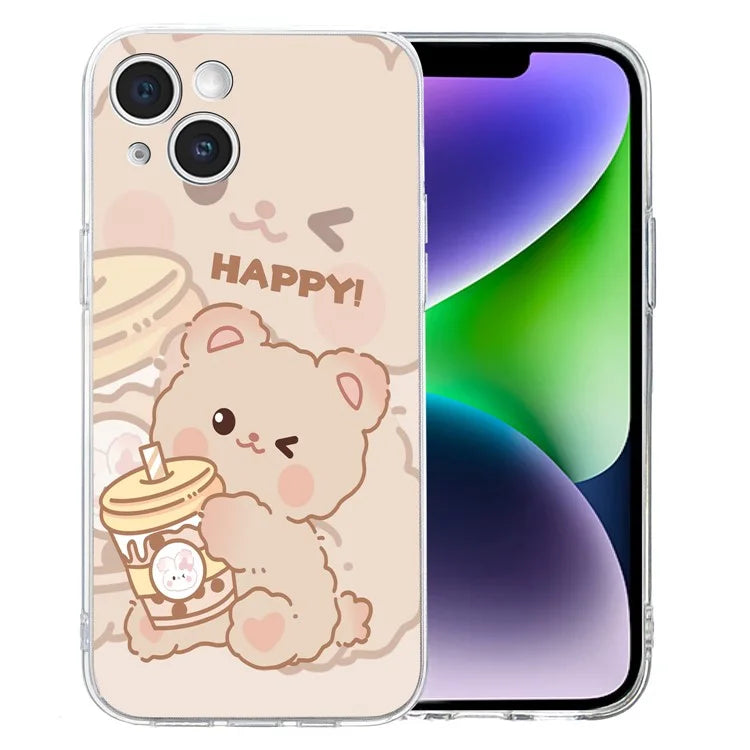 For iPhone 14 Case Pattern Printing Flexible TPU Slim Phone Cover