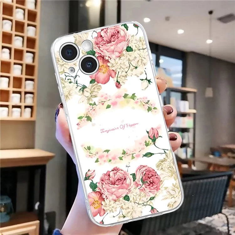 For iPhone 14 Plus TPU Phone Case Pattern Printing Back Cover Scratch Protection
