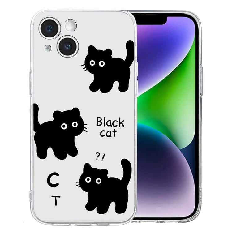 For iPhone 14 Plus TPU Phone Case Pattern Printing Back Cover Scratch Protection