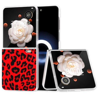 For Honor Magic V Flip 5G Case Leopard Texture Leather+PC Phone Cover Matte Frame