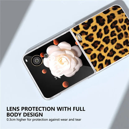 For Honor Magic V Flip 5G Case Leopard Texture Leather+PC Phone Cover Matte Frame