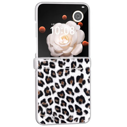 For Honor Magic V Flip 5G Case Leather Hinge Protection Phone Cover Leopard Texture
