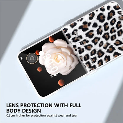 For Honor Magic V Flip 5G Case Leather Hinge Protection Phone Cover Leopard Texture