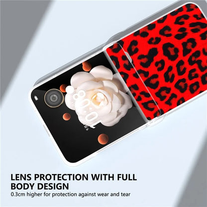 For Honor Magic V Flip 5G Case Leather Hinge Protection Phone Cover Leopard Texture