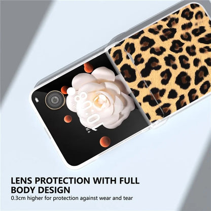 For Honor Magic V Flip 5G Case Leather Hinge Protection Phone Cover Leopard Texture