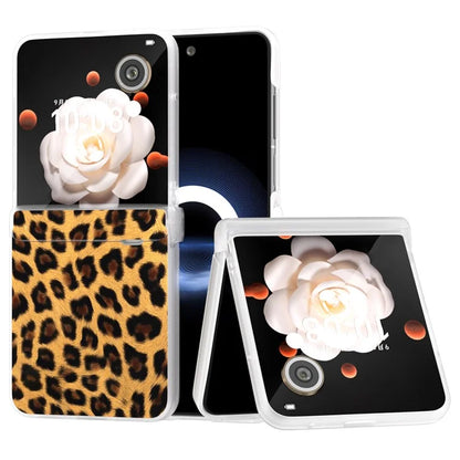 For Honor Magic V Flip 5G Case Leather Hinge Protection Phone Cover Leopard Texture