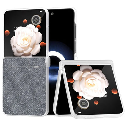 For Honor Magic V Flip 5G Case Hinge Protection Leather+PC Phone Cover Glitter Texture