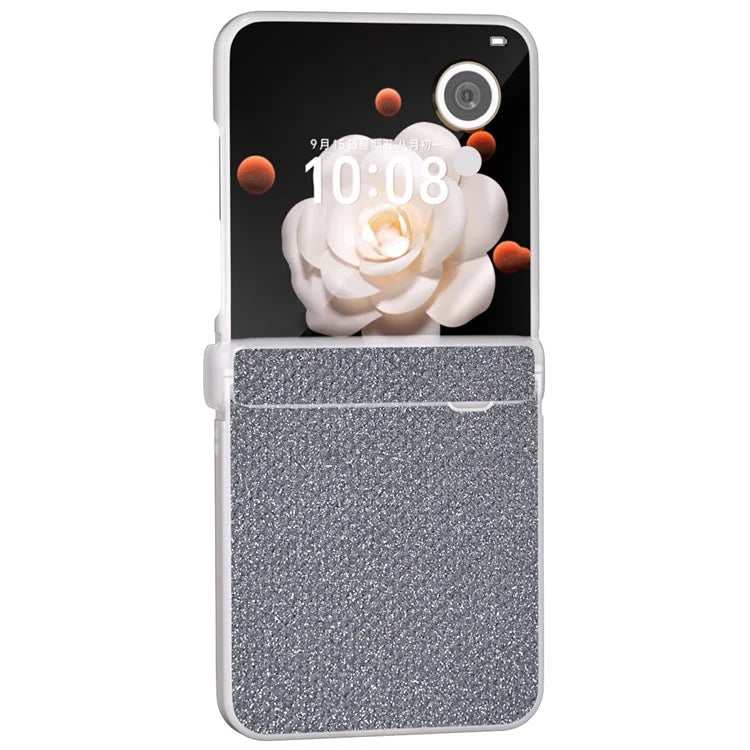 For Honor Magic V Flip 5G Case Hinge Protection Leather+PC Phone Cover Glitter Texture