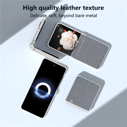 For Honor Magic V Flip 5G Case Hinge Protection Leather+PC Phone Cover Glitter Texture