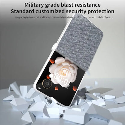 For Honor Magic V Flip 5G Case Hinge Protection Leather+PC Phone Cover Glitter Texture