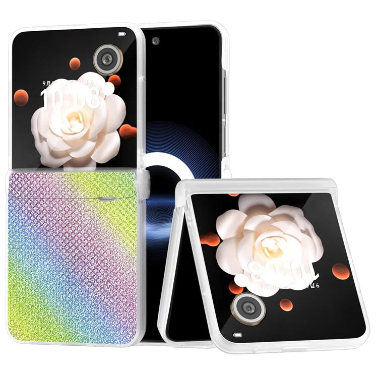 For Honor Magic V Flip 5G Case Hinge Protection Leather+PC Phone Cover Glitter Texture