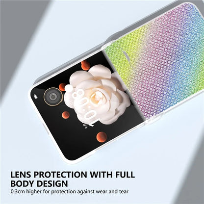 For Honor Magic V Flip 5G Case Hinge Protection Leather+PC Phone Cover Glitter Texture
