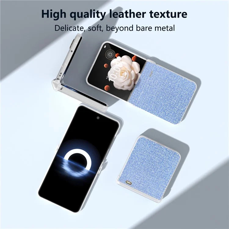 For Honor Magic V Flip 5G Case Hinge Protection Leather+PC Phone Cover Glitter Texture