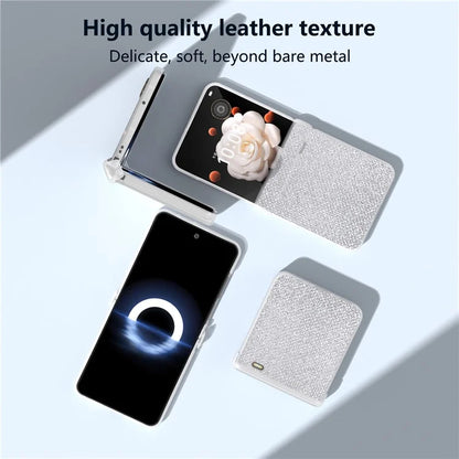 For Honor Magic V Flip 5G Case Hinge Protection Leather+PC Phone Cover Glitter Texture